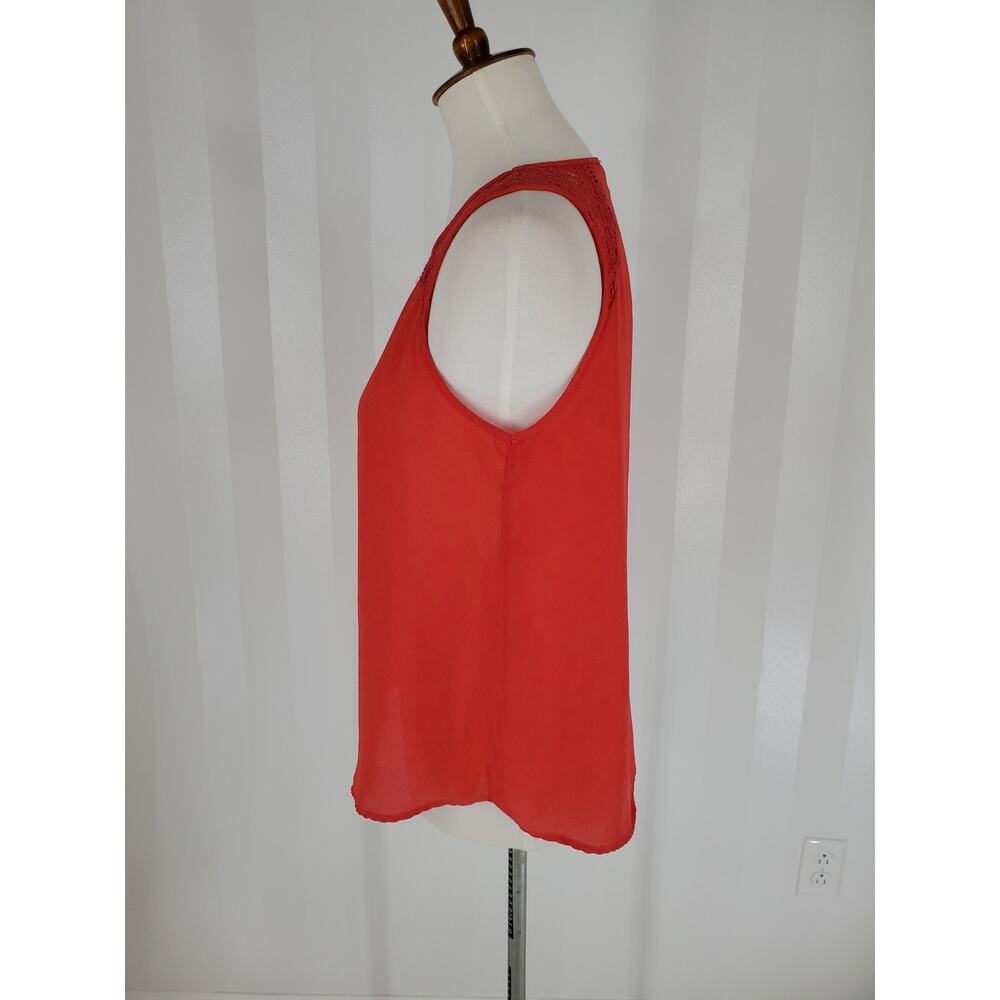 Monteau Coral Lace Yoke Sleeveless Blouse Romantic Boho Sz L - Picture 3 of 9